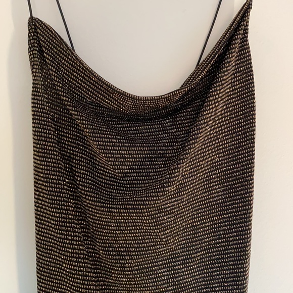 Gold and black cowl neck tank with open back - Picture 2 of 5